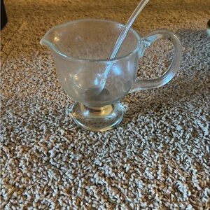 Clear Glass gravy bowl with Handle